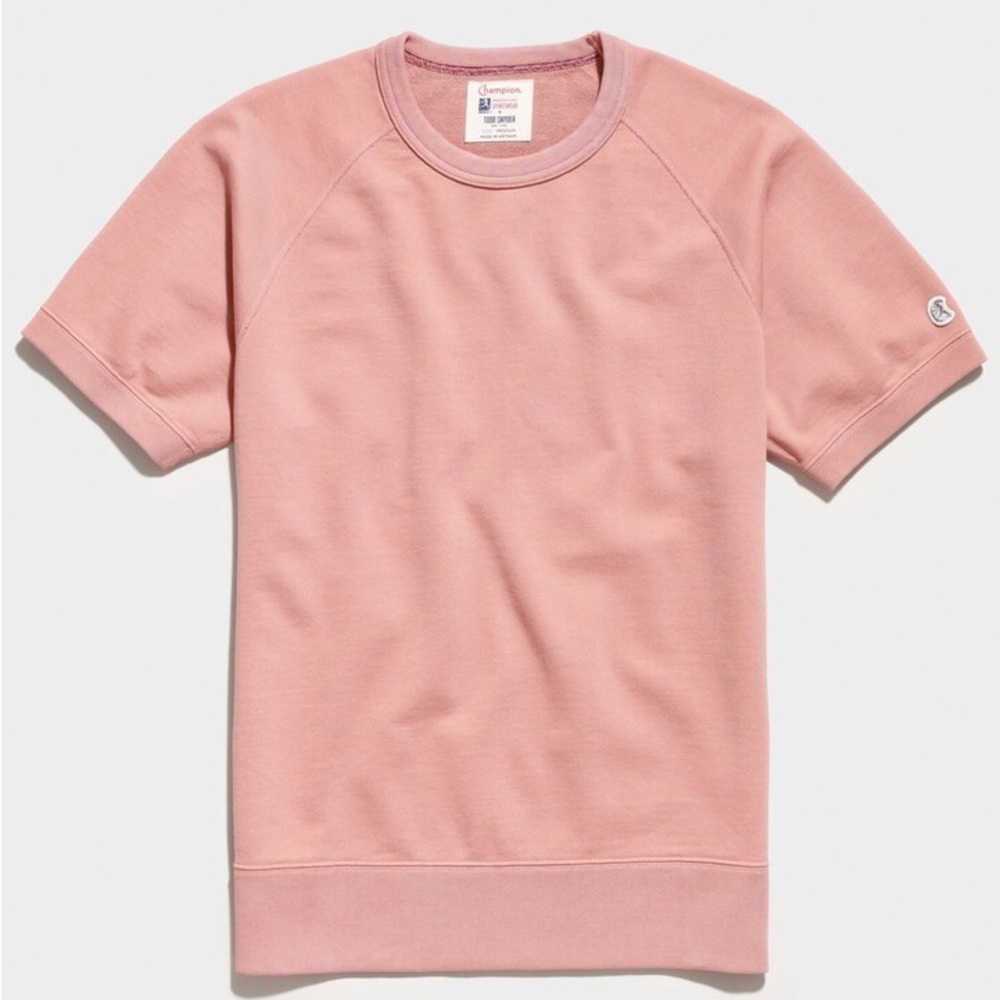 Todd Snyder Short-Sleeve Pink Crewneck Sweatshirt